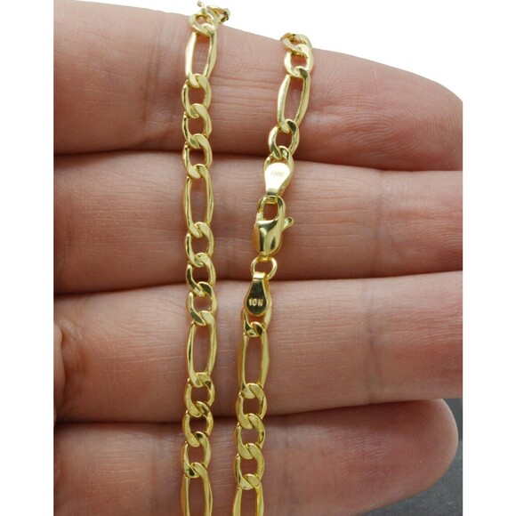 NEW 10k Real Yellow Gold 4.6mm Figaro Link Chain 18" 20 22 24" - Picture 2 of 6